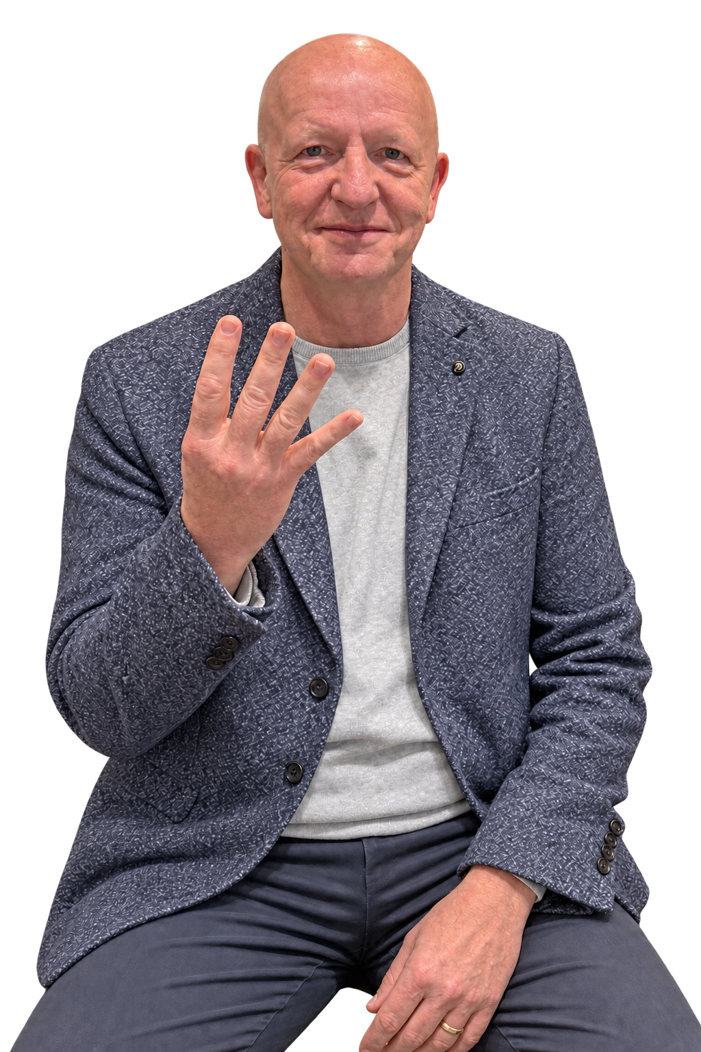 Georg Oecking im Sakko mit einer lebendigen Handgeste